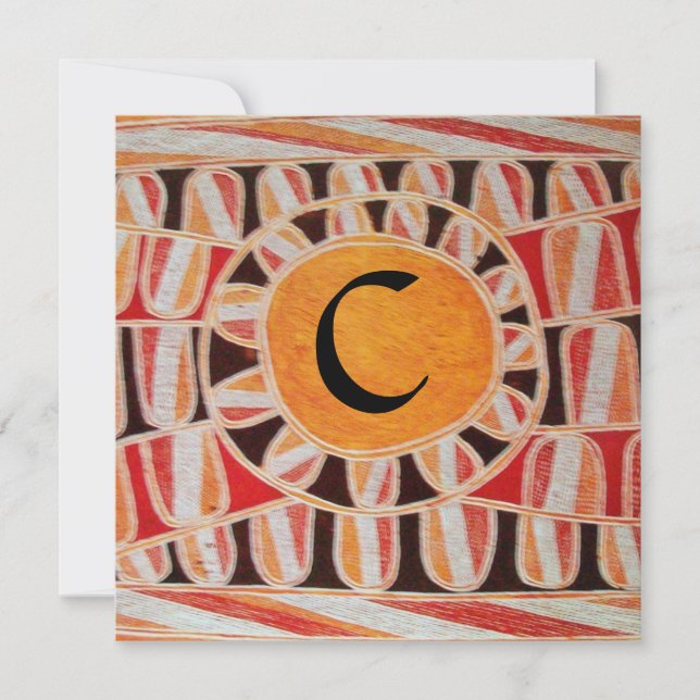 SOLAR MONOGRAM,ljus gul orange svart vit Inbjudningar (Framsida)