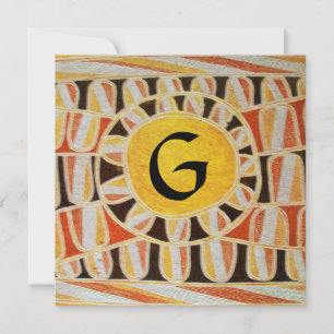 SOLAR MONOGRAM,ljus gul orange svart vit Inbjudningar