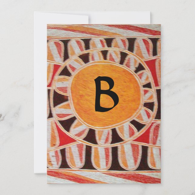 SOLAR MONOGRAM,ljus gul orange svart vit Inbjudningar (Framsida)