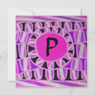 SOLAR MONOGRAM,ljus rosa fuchsia svart vit Inbjudningar