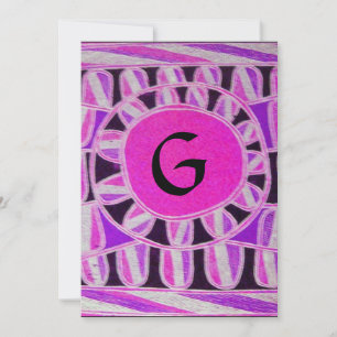 SOLAR MONOGRAM,ljus rosa violett blå svart vit Inbjudningar