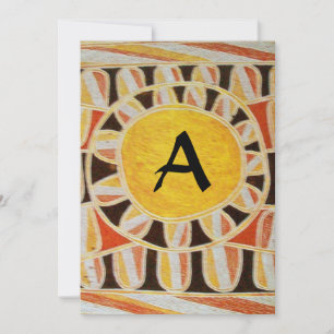 SOLAR MONOGRAM,orange med stark gult svart vitt Inbjudningar