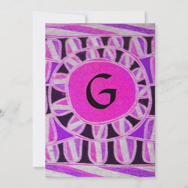 SOLAR MONOGRAM,rosa violett svart vit champagne Inbjudningar (Framsida)