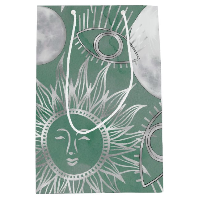 Solar Mystique | Rosa Silver Måne Stars Sol Öga (Framsidan)