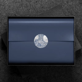 Solar Mystique | Stars Sol i Dusty Blue Silver Mån Runt Klistermärke