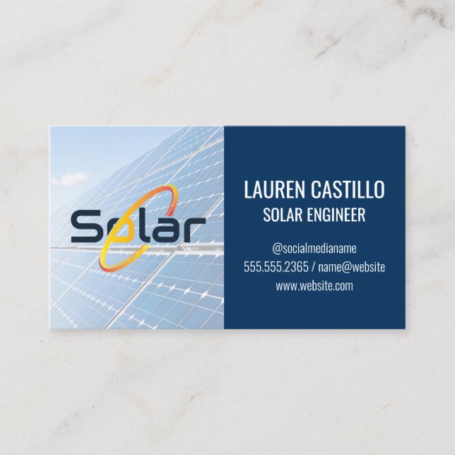 Solar Panels Energy | Light Bulb | QR Scan Code Visitkort (Framsida)