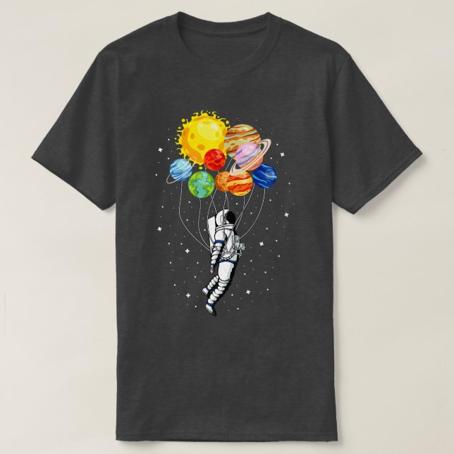 Solar Planets System Funny Space Astronaut Balloon T Shirt (Design framsida)