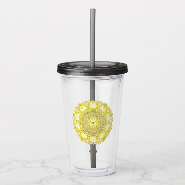 Solar Plexus Chakra Gult Mandala Tumbler Take Away Mugg (Framsida)
