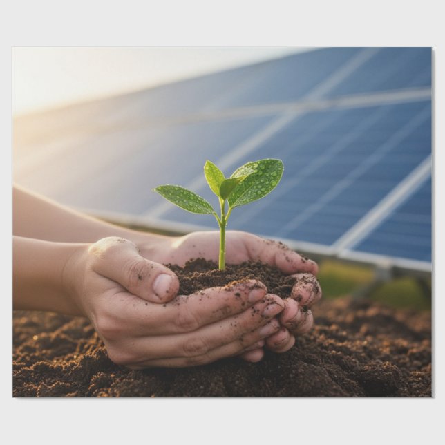Solar Power Green Earth Gift Wrap Presentpapper (Platt)