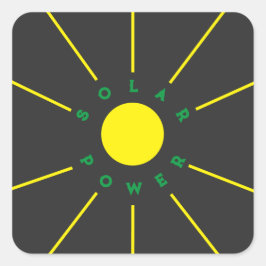 Solar Power Sticker Fyrkantigt Klistermärke