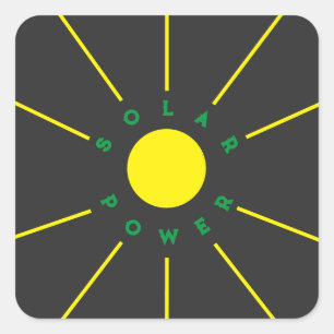 Solar Power Sticker Fyrkantigt Klistermärke