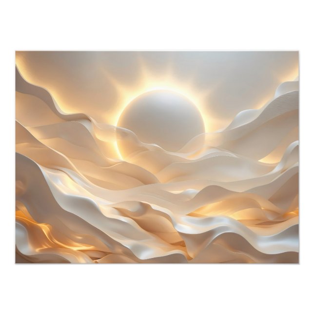 Solar Presence Unbound – Abstract Golden Horizon P Fototryck (Framsidan)