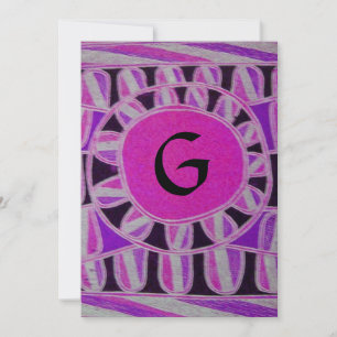 SOLAR SILVER METALLISK MONOGRAM, rosa violett svar Inbjudningar