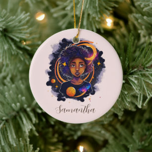 Solar System Afro Woman Julgransprydnad Keramik