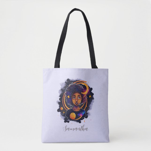 Solar System Afro Woman Tygkasse (Framsida)