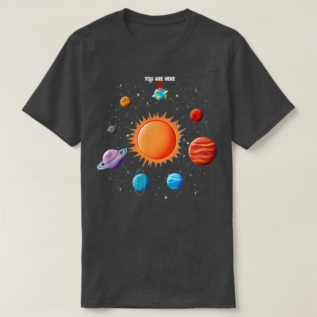 Solar System Astronaut Du är här Space T-Shirt (Design framsida)