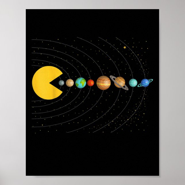 Solar System Astronomy Space Video Games Funny Gra Poster (Framsidan)