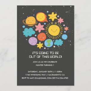 Solar System Birthday-inbjudan Inbjudningar