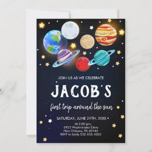 Solar System Birthday, Space, Planets Birthday Inbjudningar