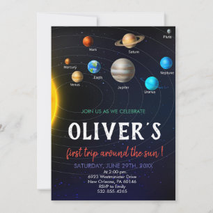 Solar System Birthday, Space, Planets Birthday Inbjudningar