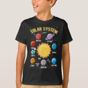Solar System Boy Girls Cute Planets Astronaut T Shirt