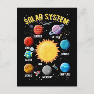 Solar System Boy Girls Cute Planets Astronaut Vykort