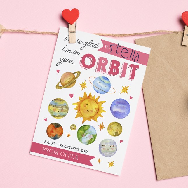 Solar System Classroom Valentines day Card Inbjudningar (Skapare uppladdad)