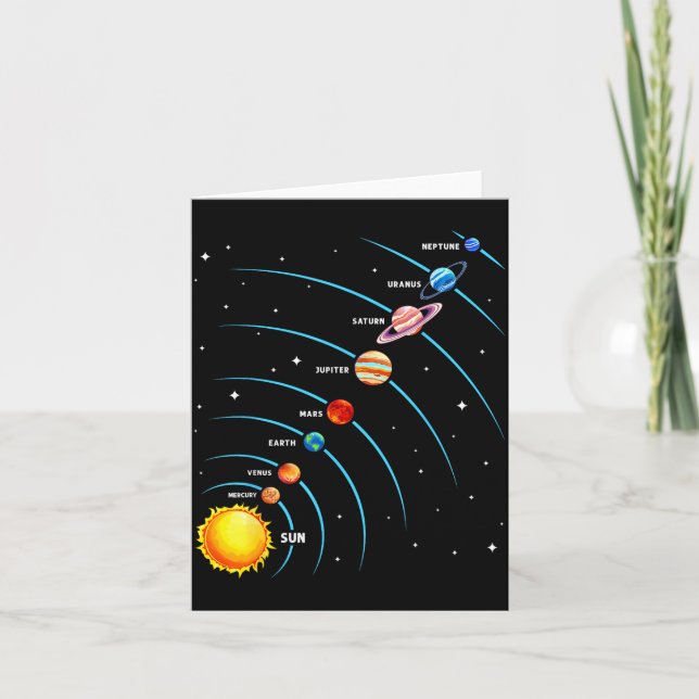 Solar System Colorful Space Planets Educational Ki Kort (Framsida)