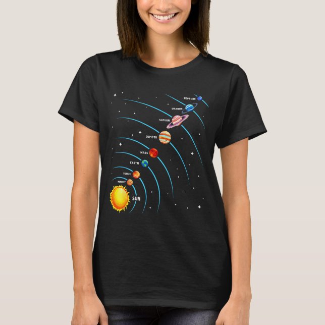 Solar System Colorful Space Planets Educational Ki T Shirt (Framsida)
