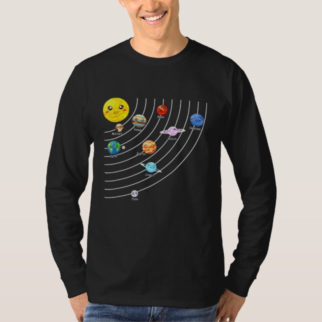 Solar System Colorful Tee Realistic Space Planets (Framsida)