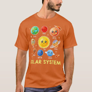 Solar System Cute Ansikte Planet Space Science Boy T Shirt