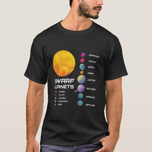 Solar System Dwarf Planets Rymden Astronaut G T Shirt (Framsida)