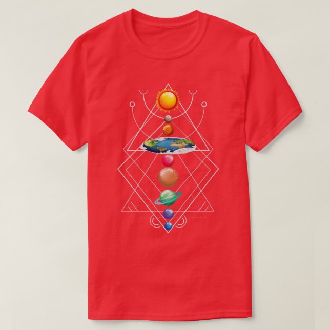 Solar System Flat Earth I Kärlek Min planetrymd T Shirt (Design framsida)