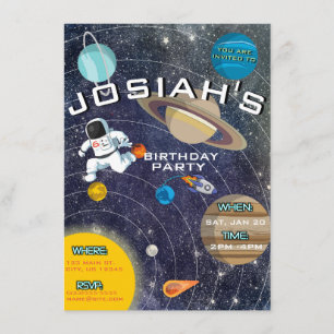 Solar System Födelsedagsfest inbjudan