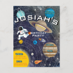 Solar System Födelsedagsfest inbjudan Vykort
