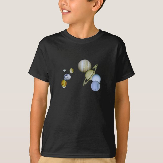Solar System Kids Mörk T-Shirt Space Science-gåva (Framsida)