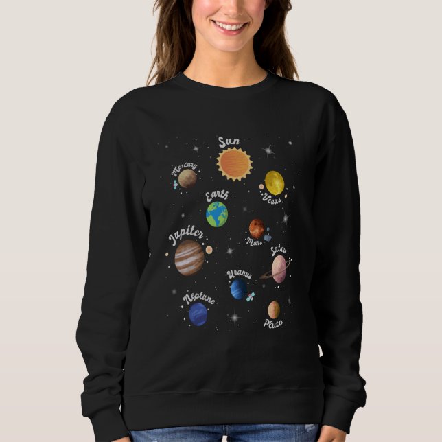 Solar System Kids Planets Outer Space Knowledge Sc T Shirt (Framsida)