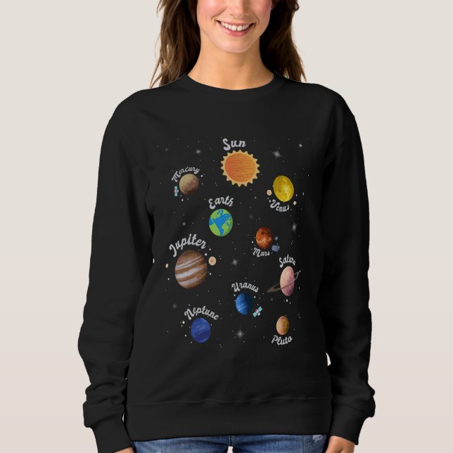 Solar System Kids Planets Outer Space Knowledge Sc T Shirt (Framsida)