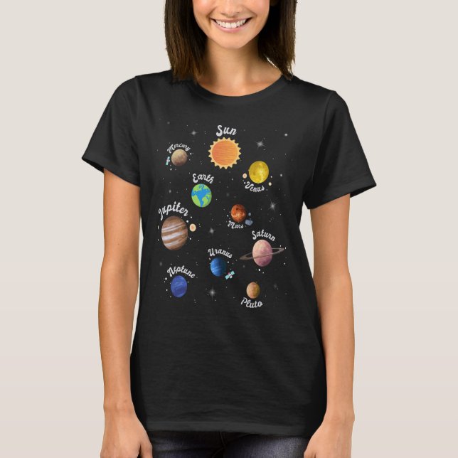 Solar System Kids Planets Rymden Knowledge Sc T Shirt (Framsida)