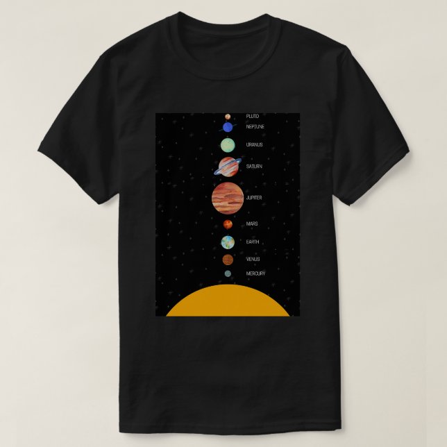 Solar System med skrivningen av namn i T Shirt (Design framsida)