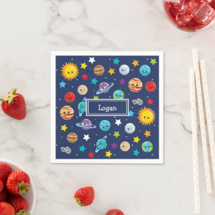 Solar System Mönster för barn Birthday Pappersservett