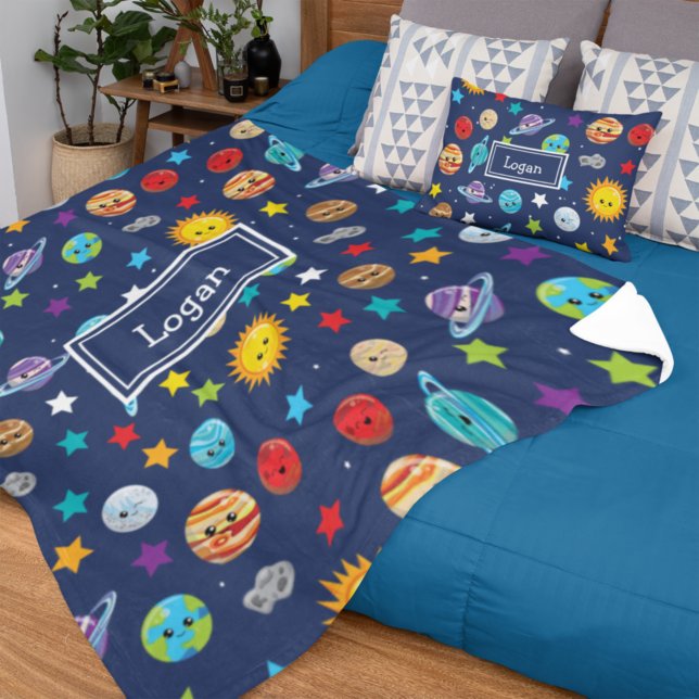 Solar System Mönster för barn Fleecefilt (Skapare uppladdad)