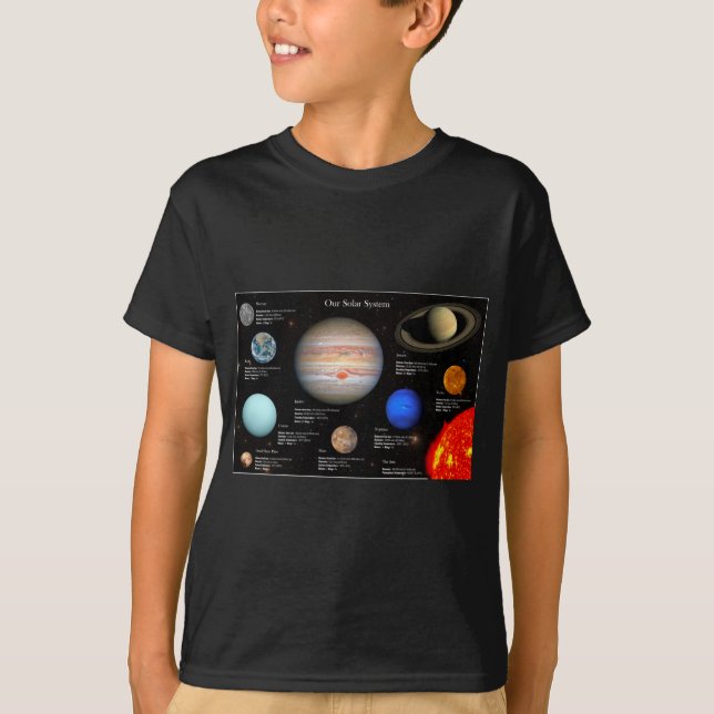 Solar System Planet Infografik Hi-Res Photo Boy T Shirt (Framsida)