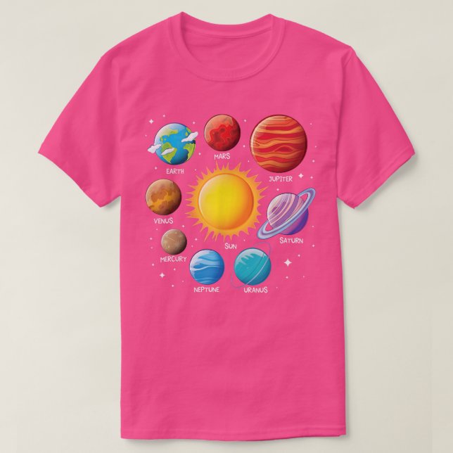 Solar System Planet Namn Rymdpojkar T Shirt (Design framsida)