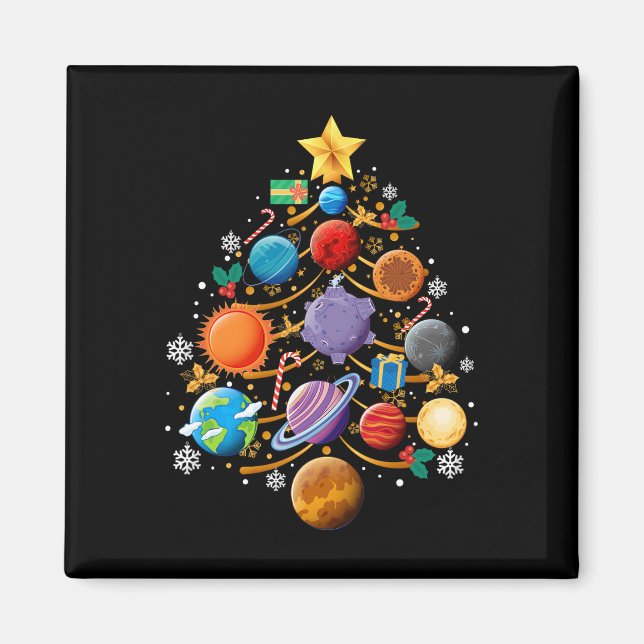 Solar System Planets Christmas Tree Astronomy Xmas Magnet (Framsidan)