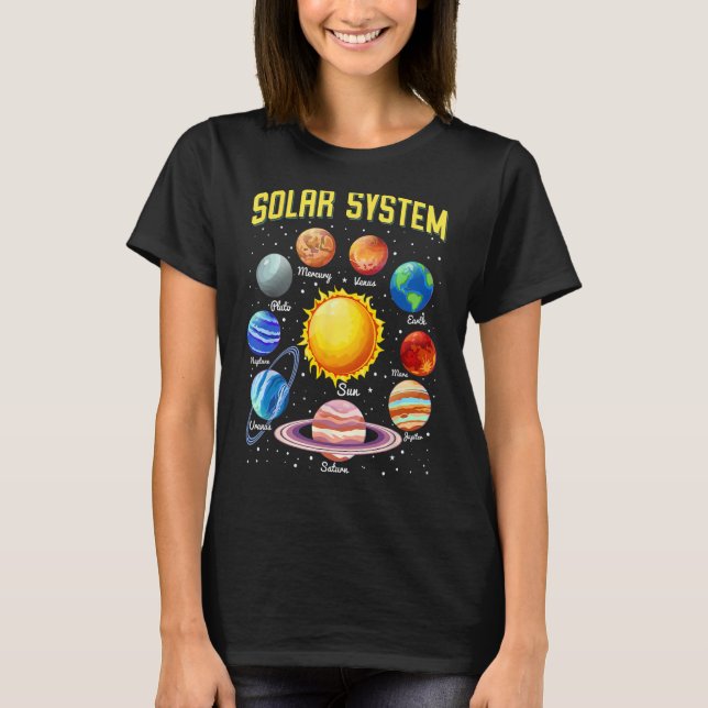 Solar System Planets Education Science Space Lov T Shirt (Framsida)