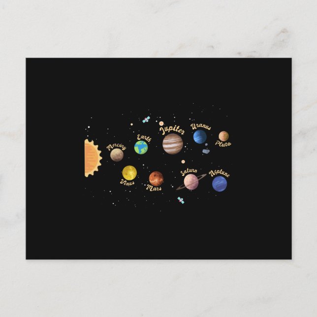 Solar System Planets Kids Knowledge Outer Space Vykort (Framsida)