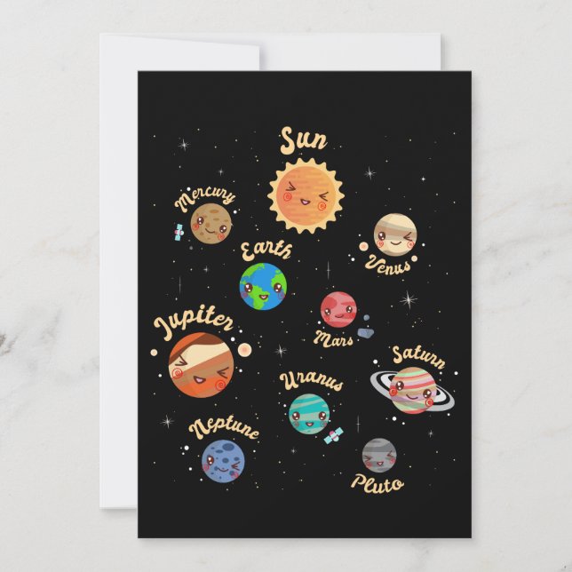 Solar System Planets Kids Knowledge Rymden Inbjudningar (Framsida)