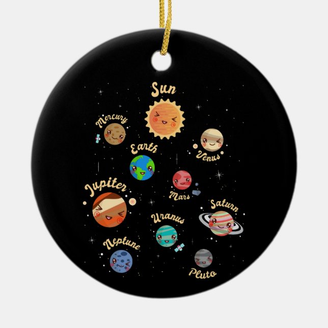Solar System Planets Kids Knowledge Rymden Julgransprydnad Keramik (Framsidan)