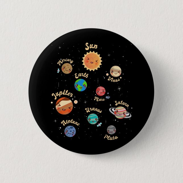 Solar System Planets Kids Knowledge Rymden Knapp (Framsida)